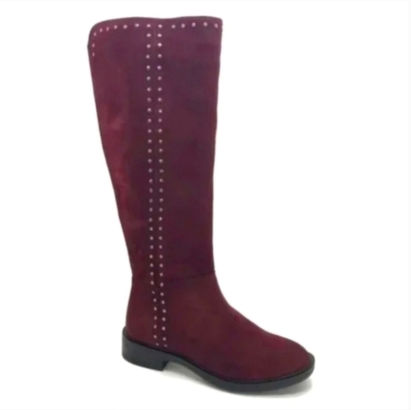 Steven Zoe Suede burgundy Riding Boot - Picture 1 of 11